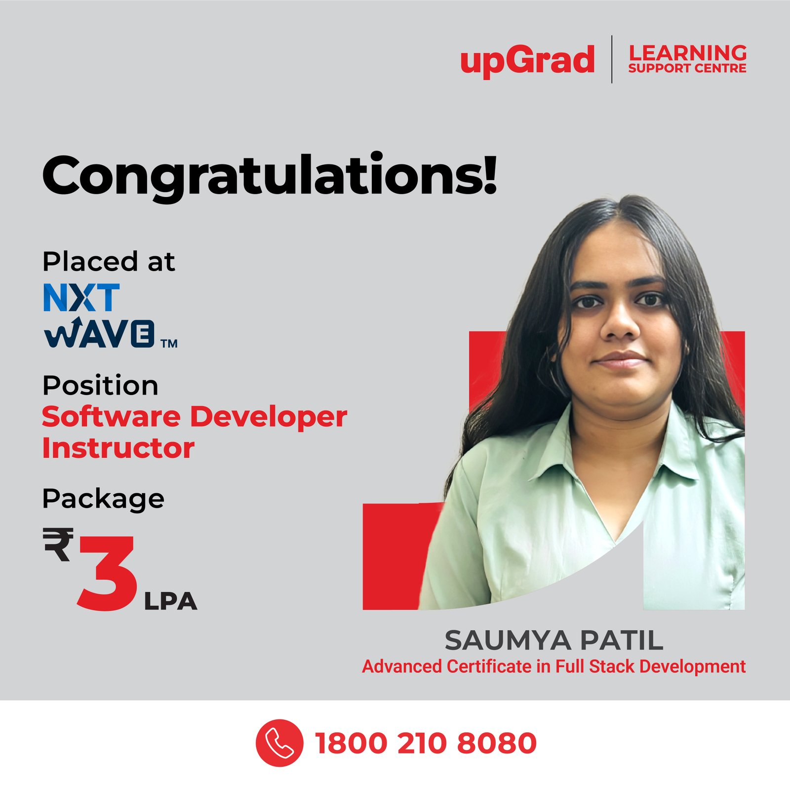 Saumya Patil placed at NXTWave as a Software Developer Instructor with a package of 3 LPA
